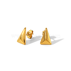 Fashionable Stainless Steel Triangle Stud Earrings, Golden, 11.8x8mm(PU6903-1)