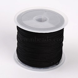 Nylon Jewelry Round Thread, with Nylon Wire inside, Black, about 0.8mm in diameter, about 32.8 yards(30m)/roll(X-NWIR-D001-1)