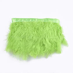 Turkey Feather Fringe Trimming, Costume Accessories, Dyed, Lime, 120~180mm, about 2m/bag(FIND-T037-03L)