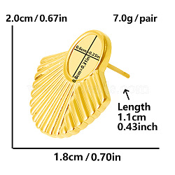 304 Stainless Steel Irregular French Style Stud Earrings, Unique Personality, Real 18K Gold Plated, 20x18mm(SJ7638-2)