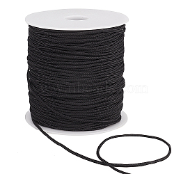 100 Yards Nylon Chinese Knot Cord, Round, Black, 2mm(NWIR-WH0020-03B)