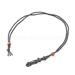 Bracelet Makings, with Braided Nylon Thread and Handmade Natural Wood Bead, Black, 15-1/2 inch(39.5cm)(AJEW-JB01083-01)