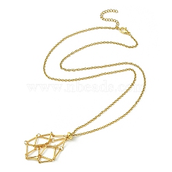 304 Stainless Steel Macrame Pouch Braided Gemstone Holder, Adjustable Pendant Necklace Making, with Curb Chains & Lobster Claw Clasp, Golden, 23-3/4 inch(60.5cm)(NJEW-JN04468-08)