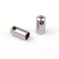 Tarnish Resistant 304 Stainless Steel Cord Ends, End Caps, Stainless Steel Color, 7.9x4mm, Hole: 2mm, Inner Diameter: 3.3mm(STAS-H311-3.3mm)