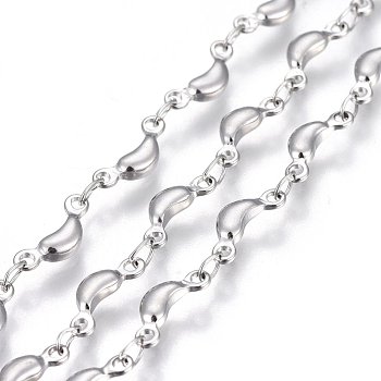 3.28 Feet 304 Stainless Steel Link Chains, Soldered, Moon, Stainless Steel Color, 10x4x2mm