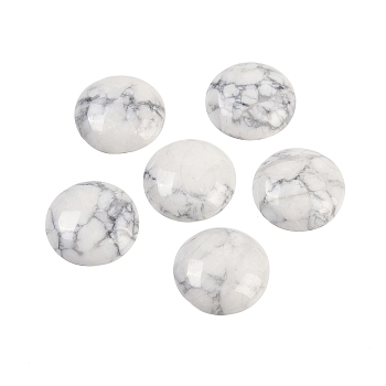 Natural Howlite Cabochons, Half Round/Dome, 25x5.5mm