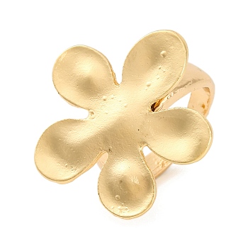 Flower Alloy Open Cuff Rings for Women, Golden, Inner Diameter: adjustable, Flower: 27.5X29mm