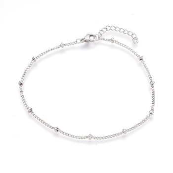 304 Stainless Steel Curb Chain Anklets, Stainless Steel Color, 9 inch(23cm), 1.6mm