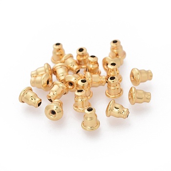 304 Stainless Steel Ear Nuts, Earring Backs, Golden, 6x5mm, Hole: 1.2mm, Fit For 0.6~0.7mm Pin