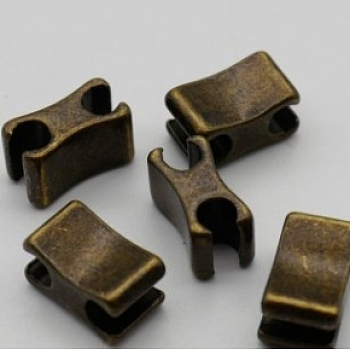 Clothing Accessories, Brass Zipper On The Below of The Plug, Antique Bronze, 6x4.5x4mm