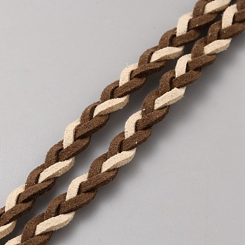 5 Yards Braided Flat Faux Suede Cord, Faux Suede Laces, Coconut Brown, 6mm, about 5.00 Yards(4.57m)/Bundle