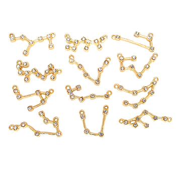 Alloy Links Connectors, with Rhinestone, Constellation, Golden, 12pcs/Box
