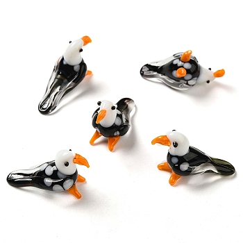 Handmade Lampwork Home Decorations, 3D Bird Ornaments for Gift, Black, 31~32x13~14x19mm