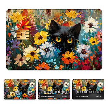 Plastic Waterproof Card Stickers, Self-adhesion Card Skin for Bank Card Decor, Rectangle, Cat Shape, 140x190mm