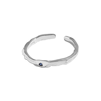 925 Sterling Silver Micro Pave Cubic Zirconia Cuff Rings, Platinum, US Size 6(16.5mm)