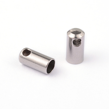 304 Stainless Steel Cord Ends, End Caps, Stainless Steel Color, 7.9x4mm, Hole: 2mm, Inner Diameter: 3.3mm