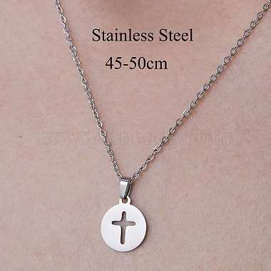 Non-Tarnish 201 Stainless Steel Cross Pendant Necklace(NJEW-OY001-12)-3