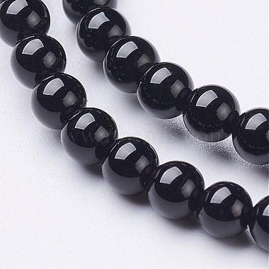 Natürlicher schwarzer Onyx runde Perlenstränge(GSR4mmC097)-2