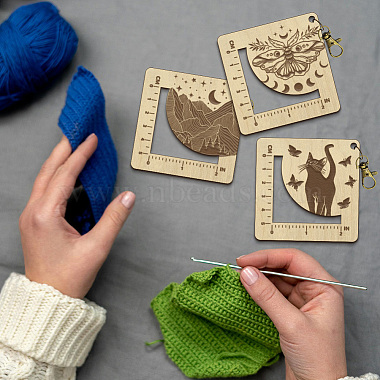 Wooden Square Frame Crochet Ruler(DIY-WH0536-003)-5