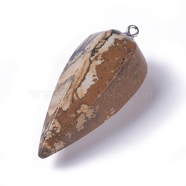 Natural Picture Jasper Pointed Pendants(G-E541-10C)-2