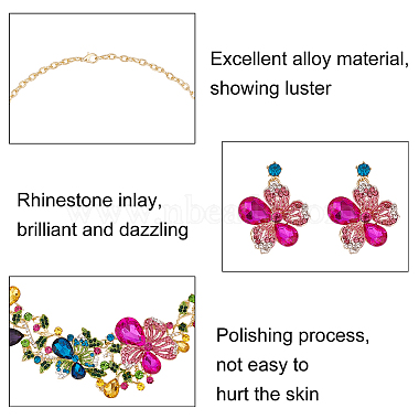 アナッタソウル カラフルなラインストーン フラワー オブ ライフ ペンダント ネックレス & ダングル スタッド イヤリング(SJEW-AN0001-12)-3