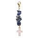 5Pcs 5 Style Natural Mixed Gemstone Chips & Alloy Enamel Cross Pendant Decorations(HJEW-JM01793-S)-3