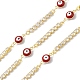 Brass Enamel Evil Eye Link Chains with Cubic Zirconia(CHS-P016-36G-02)-1