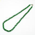 Fashionable Gemstone Beaded Necklaces, with Platinum Tone Zinc Alloy Lobster Clasps, Malaysia Jade, 18.5 inch(47cm)(NJEW-R211-26)