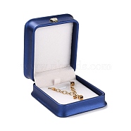 PU Leather Jewelry Box, with Resin Crown, for Pendant Packaging Box, Square, Medium Blue, 8.5x7.3x4cm(CON-C012-04A)
