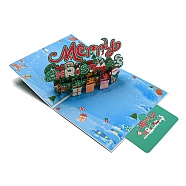 3D Pop Up Paper Greeting Card, with Rectangle Envelope, Christmas Day Invitation Card, Word, 300x200x100mm(AJEW-P124-G01)