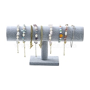 Velvet T Bar Bracelet Display Stand, Gray, 13x25~26.5cm(X-NDIS-F001-02)