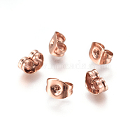 304 Stainless Steel Ear Nuts, Butterfly Earring Backs for Post Earrings, Rose Gold, 4.5x6x3mm, Hole: 0.7mm(STAS-F227-44-RG)