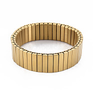 Stainless Steel Rectangle Stackable Stretch Bracelet, Block Tile Wide Wristband for Men Women, Golden, Inner Diameter: 2 inch(5.2cm)(BJEW-N017-027LG)