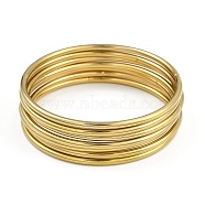 7Pcs Round Vacuum Plating 201 Stainless Steel Bangles Sets for Women, Golden, Inner Diameter: 2-1/2 inch(6.5cm)(BJEW-F476-08G-03)