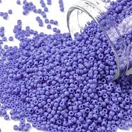 TOHO Round Seed Beads, Japanese Seed Beads, (48LF) Matte Opaque Periwinkle, 15/0, 1.5mm, Hole: 0.7mm, about 3000pcs/bottle, 10g/bottle(SEED-JPTR15-0048LF)