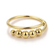 Brass Rotating Beaded Cuff Ring, Lucky Wrap Open Ring for Women, Golden, US Size 8 3/4(18.7mm)(RJEW-F120-02G)