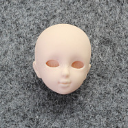 Plastic Doll Head Sculpt, without Eyes, DIY BJD Heads Toy Practice Makeup Supplies, Antique White, 49mm(DOLL-PW0001-249)