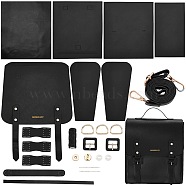 DIY PU Leather Sew on Backpack Kits, including Fabric, Adjustable Shoulder Strap, Magnetic Clasp, Thread, Needle, Black, Finished Product: 27x15x31cm(DIY-WH0297-23B)