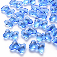 Transparent Acrylic Pendants, Bowknot, Blue, 21x29x10.5mm, Hole: 2.5mm, about 118pcs/500g(TACR-T024-02BB-940)