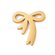 304 Stainless Steel Charms, Laser Cut, Bowknot Charm, Real 18K Gold Plated, 9.5x9x1mm, Hole: 1.3x2mm(STAS-S138-02G-02)