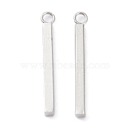 304 Stainless Steel Pendants, Bar Charm, Stainless Steel Color, 23x2x2mm, Hole: 1.8mm(STAS-P327-09B-P)
