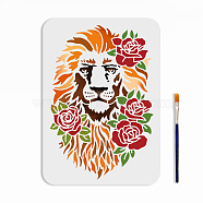 US 1Pc PET Hollow Out Drawing Painting Stencils, for DIY Scrapbook, Photo Album, with 1Pc Art Paint Brushes, Lion, 297x210mm(DIY-MA0006-20)