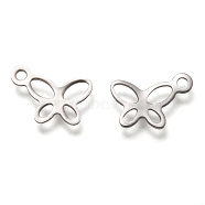 201 Stainless Steel Charms, Laser Cut, Hollow, Butterfly, Stainless Steel Color, 11.5x7x0.7mm, Hole: 1.4mm(STAS-B001-37P)
