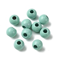 Spray Painted 202 Stainless Steel Beads, Round, Turquoise, 8x7mm, Hole: 2.5mm(STAS-Q321-02B-B)