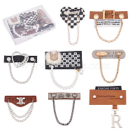 8Pcs 8 Style PU Leather Decoration Tags, with Handmade Alloy & Plastic Pearl Bead Chain, Mixed Shapes, Mixed Color, 46~82x45~80x3~8mm, 1pc/style(DIY-FG0003-26)