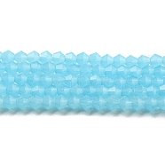Imitation Jade Glass Beads Strands, Faceted, Bicone, Deep Sky Blue, 4x4mm, Hole: 0.8mm, about 87~98pcs/strand, 12.76~14.61 inch(32.4~37.1cm)(GLAA-F029-J4mm-03)