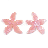 Cellulose Acetate(Resin) Pendants, with Glitter Powder, Flower, Light Coral, 45x40.5x3mm, Hole: 1.4mm(X-KY-S157-11B)