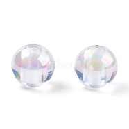 Transparent Acrylic Beads, AB Colors Plated, Round, Clear AB, 6mm, Hole: 1.8mm(MACR-YW0002-90B-01)