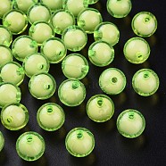 Transparent Acrylic Beads, Bead in Bead, Round, Lawn Green, 11.5x11mm, Hole: 2mm, about 520pcs/500g(TACR-S152-16A-730)
