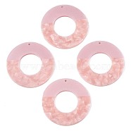 Translucent Cellulose Acetate(Resin) Pendants, Two Tone, Donut, Pink, 46x2.5mm, Hole: 1.4mm(KY-T040-49C)
